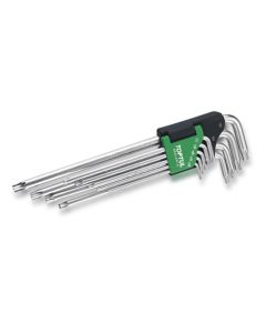 TOPTUL - Комплект Г-образни торксове с отвор, екстра - дълги, 9 бр.