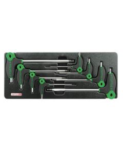 TOPTUL - Комплект Г-образни шестостени, заоблен край, с дръжка, раздвижени, 8 бр.