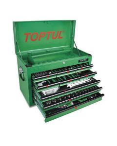 TOPTUL - Метално куфарче, зелено, 9 чекмеджета оборудвани